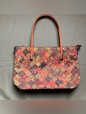 Boho Patchwork Printed Cork Satchel Shoulder Bag